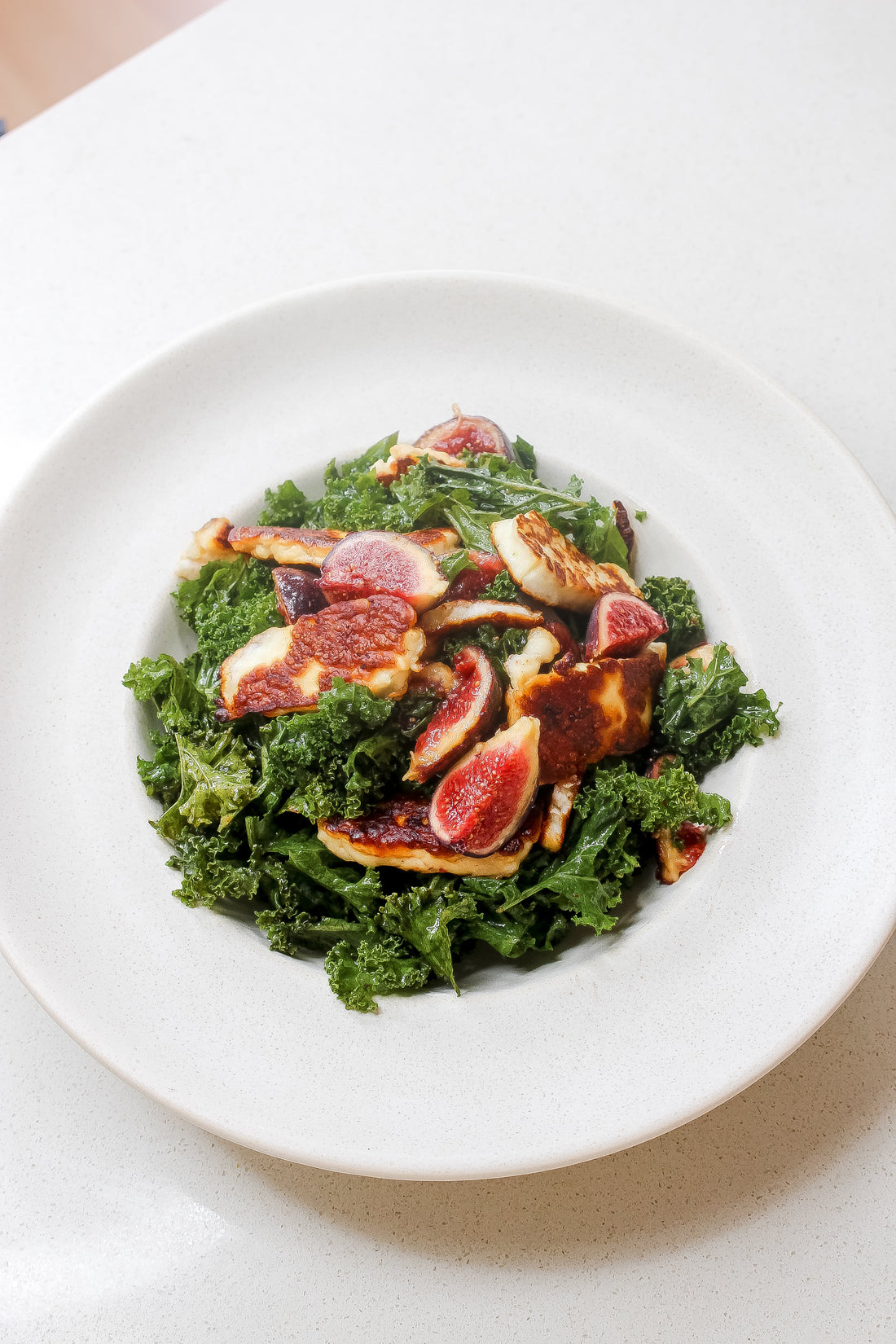 Fig, kale, halloumi salad