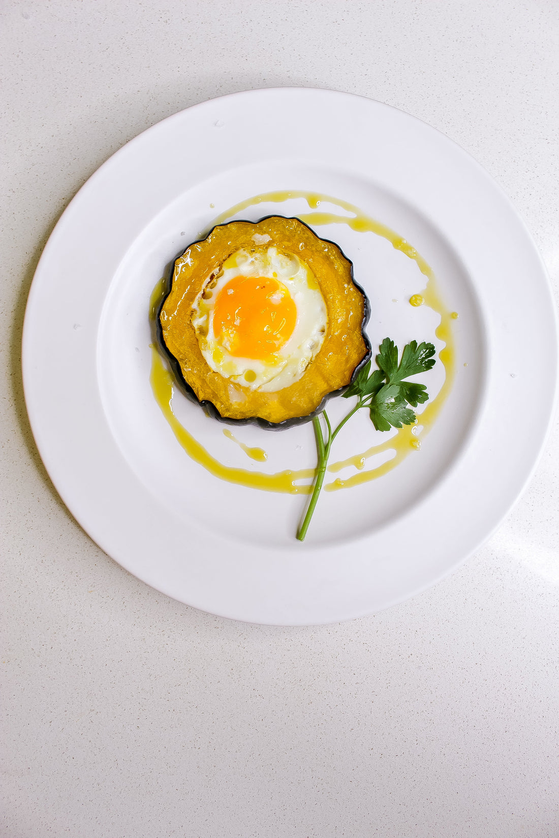Acorn squash filled with egg