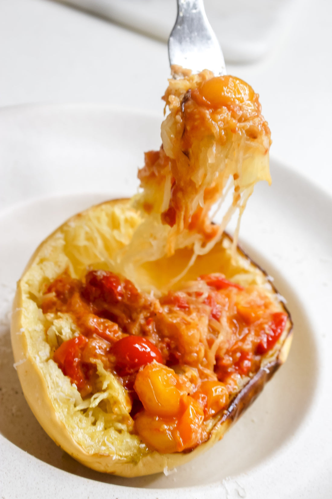Spaghetti Squash with garlicky tomato