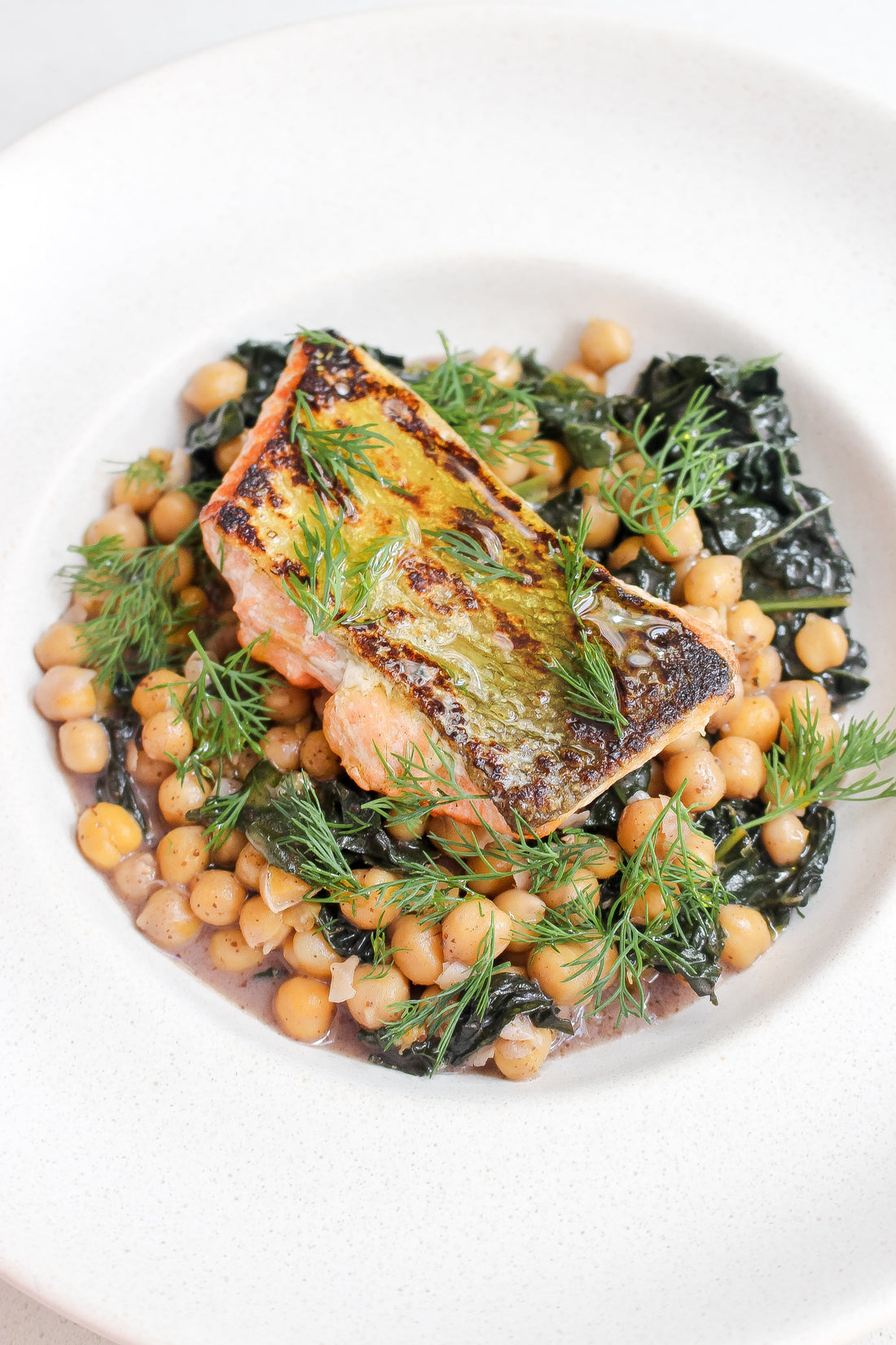 Salmon + coconut chickpeas