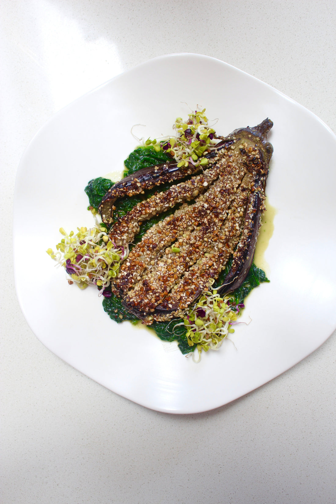 Crispy Buckwheat Coated Aubergine