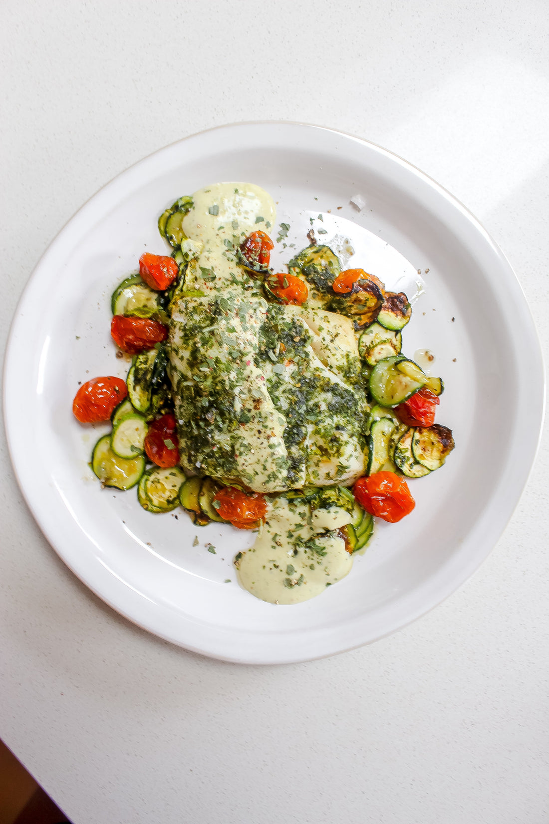 Cod with Lemon Grilled Zucchini and Egg Mayonnaise